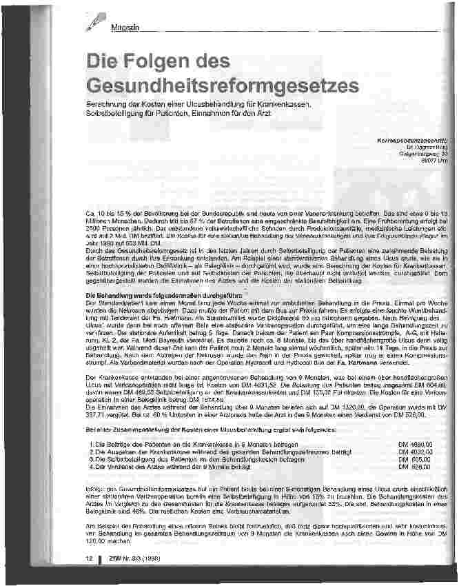 Vorschauseite 1: Die Folgen des Gesundheitsreformgesetzes