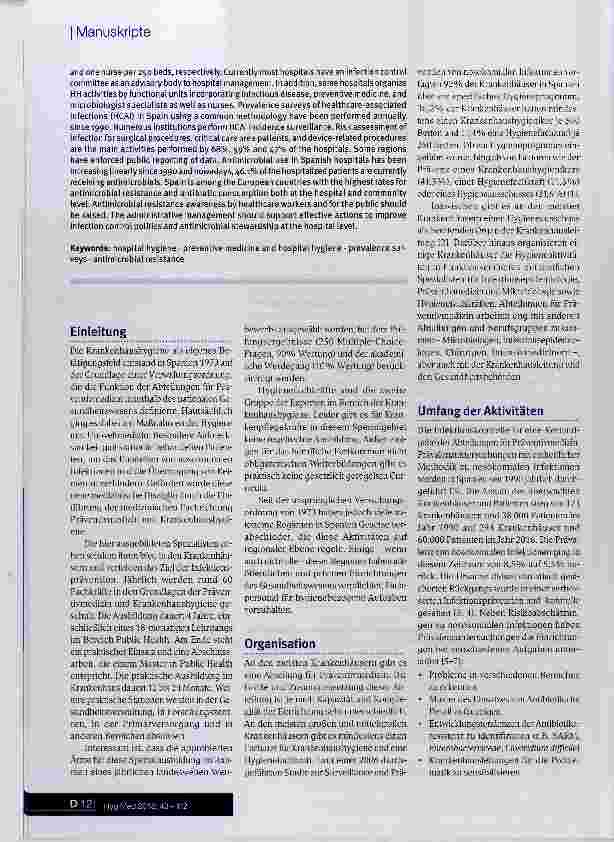 Vorschauseite 2: Krankenhaushygiene in Spanien