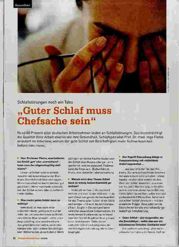 Vorschauseite 1: „Guter Schlaf muss Chefsache sein“
