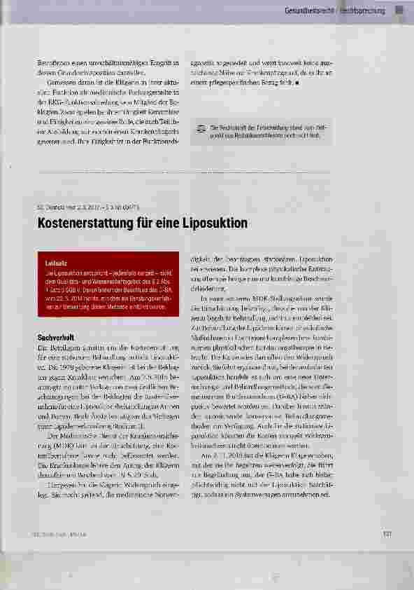 Vorschauseite 1: Kostenerstattung für eine Liposuktion