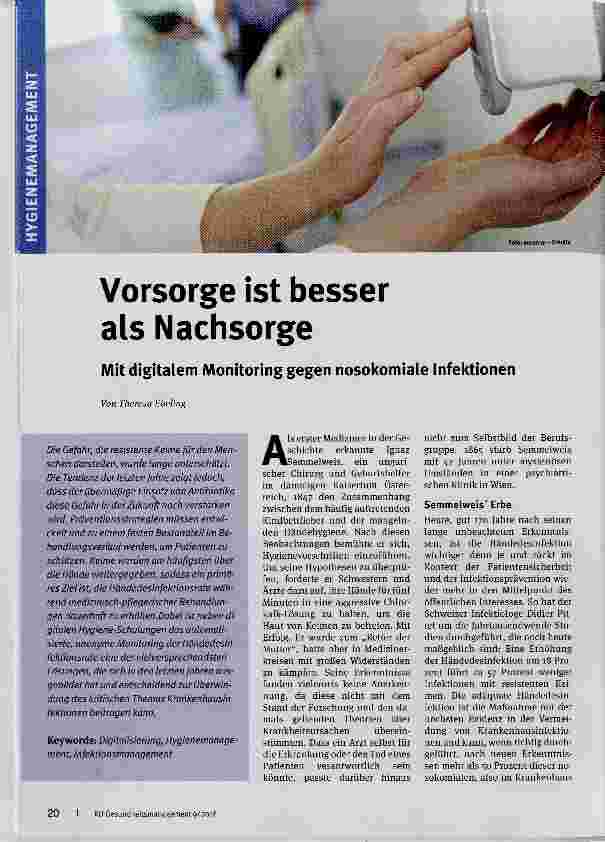 Vorschauseite 1: Vorsorge ist besser als Nachsorge