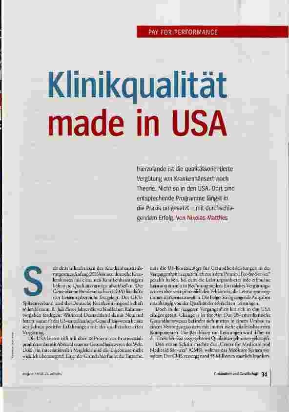 Vorschauseite 2: Klinikqualität made in USA