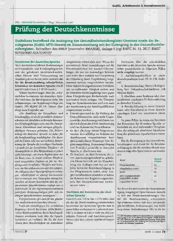 Vorschauseite 1: Prüfung der Deutschkenntnisse