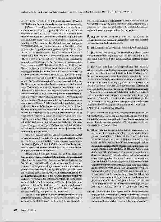 Vorschauseite 2: Anhörung der Schwerbehindertenvertretung bei Einführung von IT-Verfahren (§50 Abs. 3 SGB II)