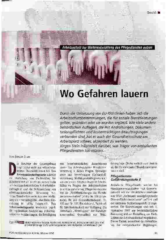 Vorschauseite 1: Wo Gefahren lauern Arbeitsschutz zur Weiterentwicklung des Pflegedienstes nutzen