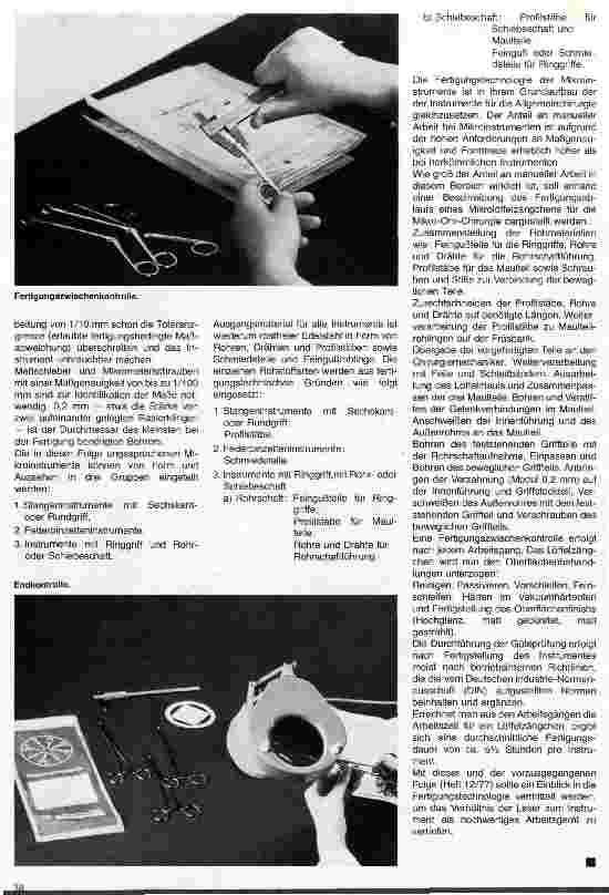 Vorschauseite 2: Instrumentenkunde 7. Folge: Instrumentenherstellung nach modernen Gesichtspunkten: Instrumente für die Mikro-Chirurgie