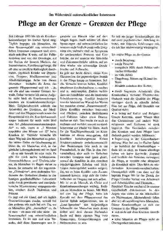 Vorschauseite 1: Pflege an der Grenze - Grenzen der Pflege Im Widerstreit unterschiedlicher Interessen