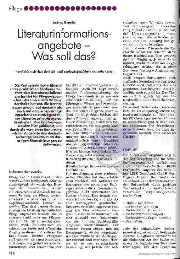 Vorschauseite 1: Literaturinformationsangebote - Was soll das? Vergleich zwischen deutschund englischsprachigen Datenbanken