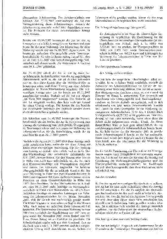 Vorschauseite 2: Arbeitsaufnahme, auswärtige; Erforderlichkeit; Mietkaution; Probezeit; Übergangsbeihilfe; Umzugskostenbeihilfe; Trennungszuschuss