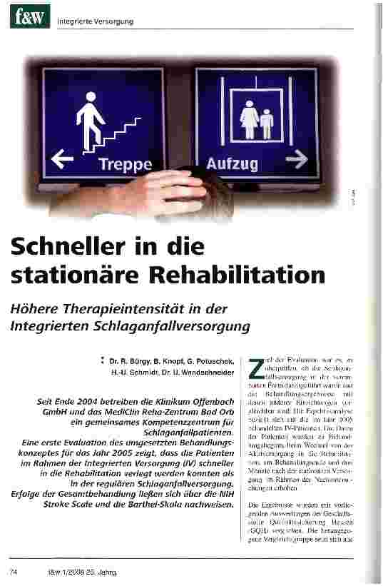 Vorschauseite 1: Schneller in die stationäre Rehabilitation