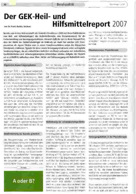 Vorschauseite 1: Der GEK-Heilund Hilfsmittelreport 2007