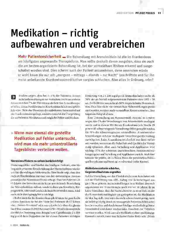 Vorschauseite 1: Medikation - richtig aufbewahren und verabreichen