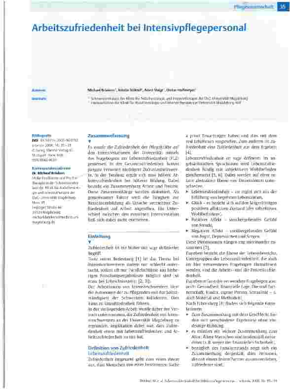 Vorschauseite 1: Arbeitszufriedenheit bei Intensivpflegepersonal