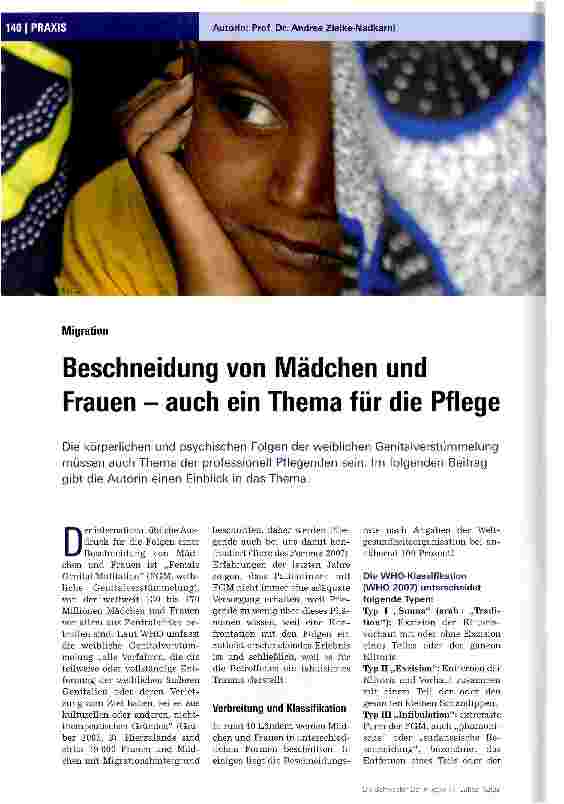Vorschauseite 1: Beschneidung von Mädchen und Frauen - auch ein Thema für die Pflege