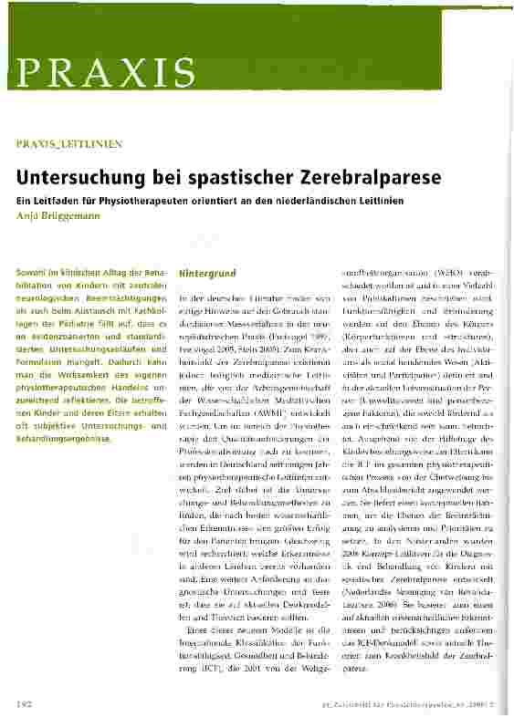 Vorschauseite 1: Untersuchung bei spastischer Zerebralparese