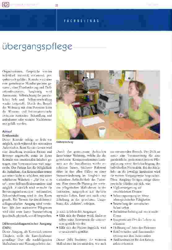 Vorschauseite 3: Übergangspflege-Entlassunssmanagement auf der Psychiatrie