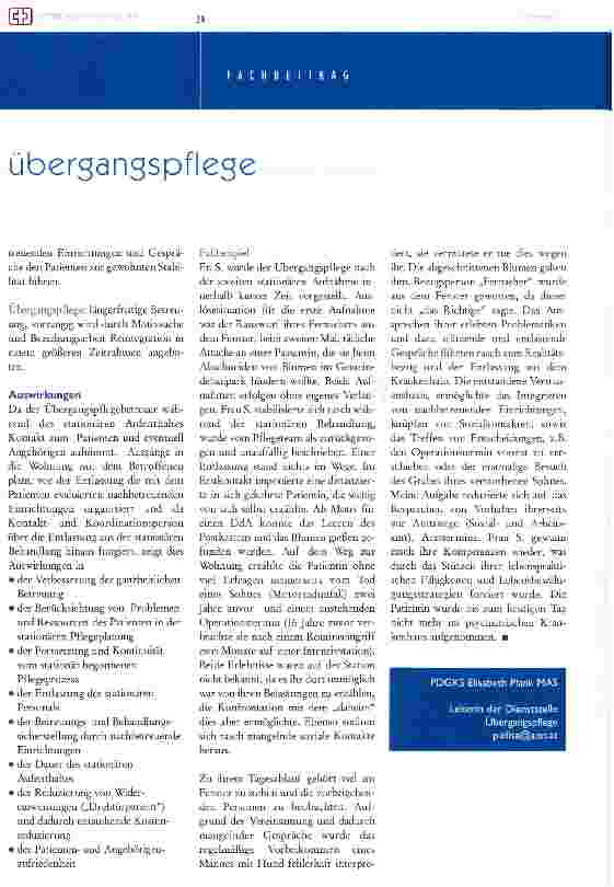 Vorschauseite 5: Übergangspflege-Entlassunssmanagement auf der Psychiatrie