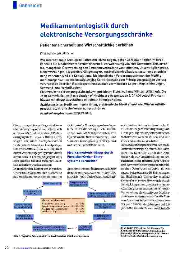 Vorschauseite 1: Medikamentenlogistik durch elektronische Versorgungsschränke