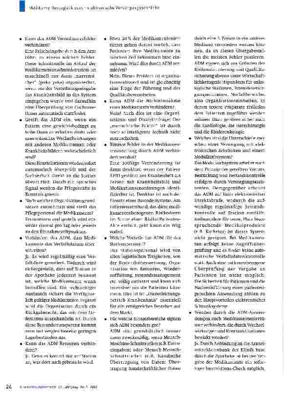 Vorschauseite 5: Medikamentenlogistik durch elektronische Versorgungsschränke