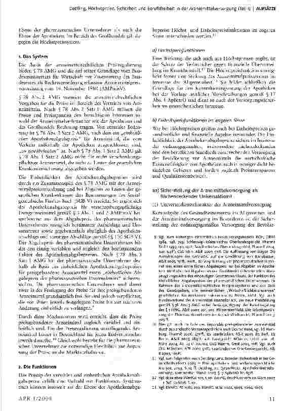 Vorschauseite 2: Höchstpreise, Sicherheit und Berufsfreiheit in der Arzneimittelversorgung (Teil 1)