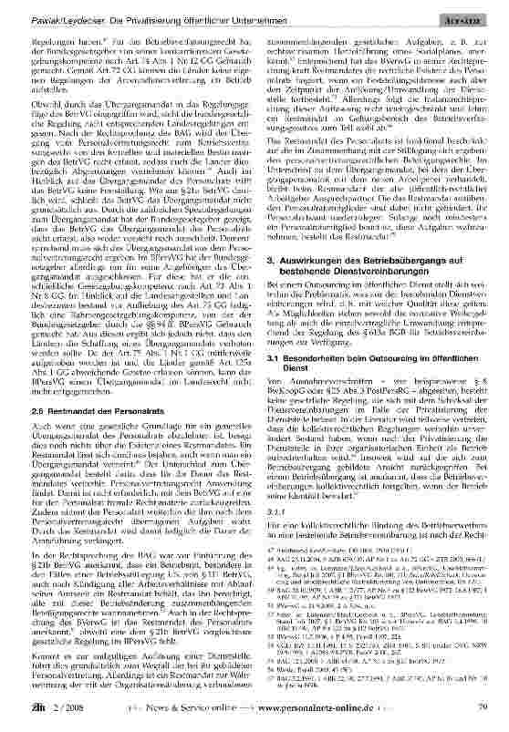 Vorschauseite 6: Die Privatisierung öffentlicher Unternehmen: Übergangsmandat des Personalrats und Fortbestand kollektiver Regelungen