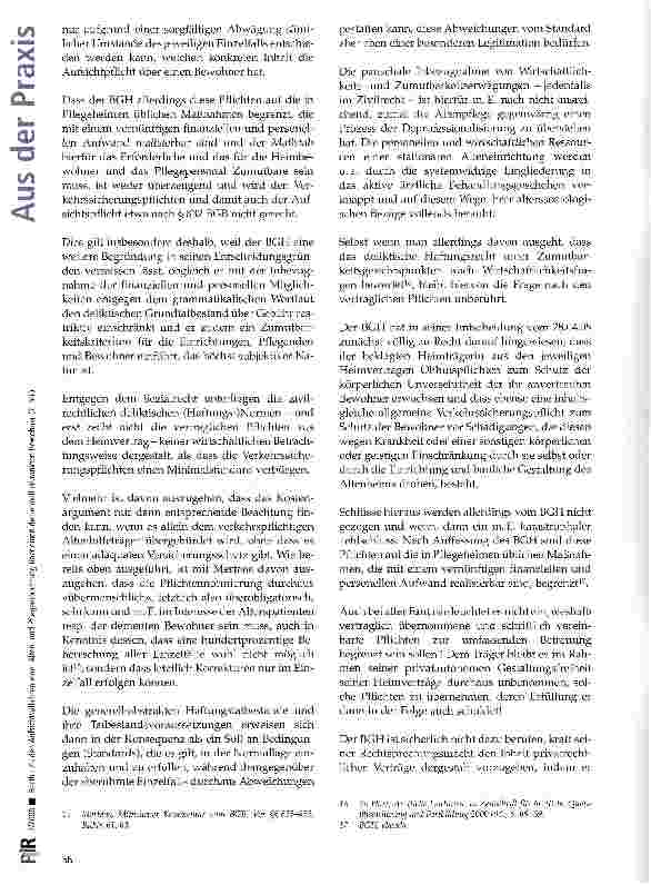 Vorschauseite 4: Zu den Aufsichtspflichten einer Altenund Pflegeeinrichtung über einen dementieil erkrankten Bewohner (2. Teil)