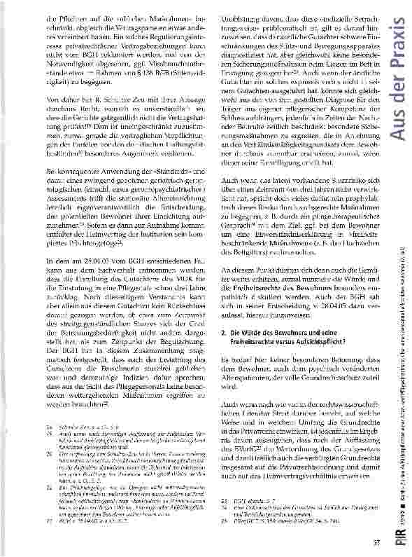 Vorschauseite 5: Zu den Aufsichtspflichten einer Altenund Pflegeeinrichtung über einen dementieil erkrankten Bewohner (2. Teil)