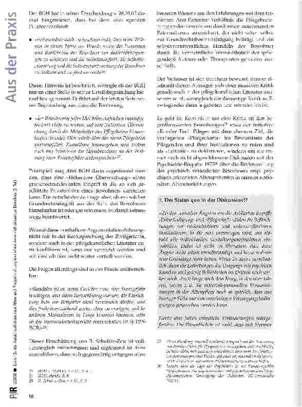 Vorschauseite 6: Zu den Aufsichtspflichten einer Altenund Pflegeeinrichtung über einen dementieil erkrankten Bewohner (2. Teil)