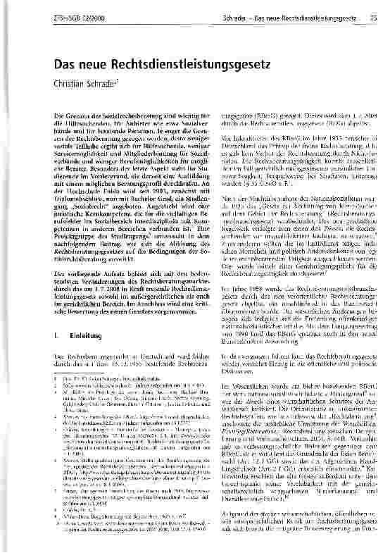 Vorschauseite 1: Das neue Rechtsdienstleistungsgesetz