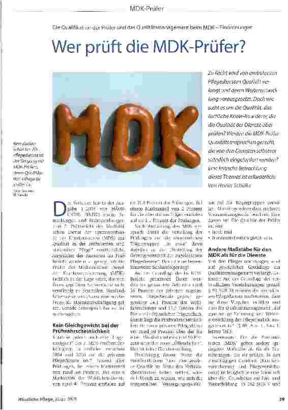 Vorschauseite 1: Wer prüft die MDK-Prüfer?