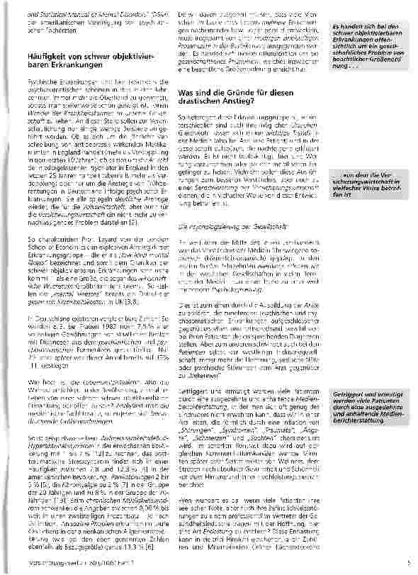 Vorschauseite 3: Schwer objektivierbare Erkrankungen aus der Sicht der Versicherungsmedizin