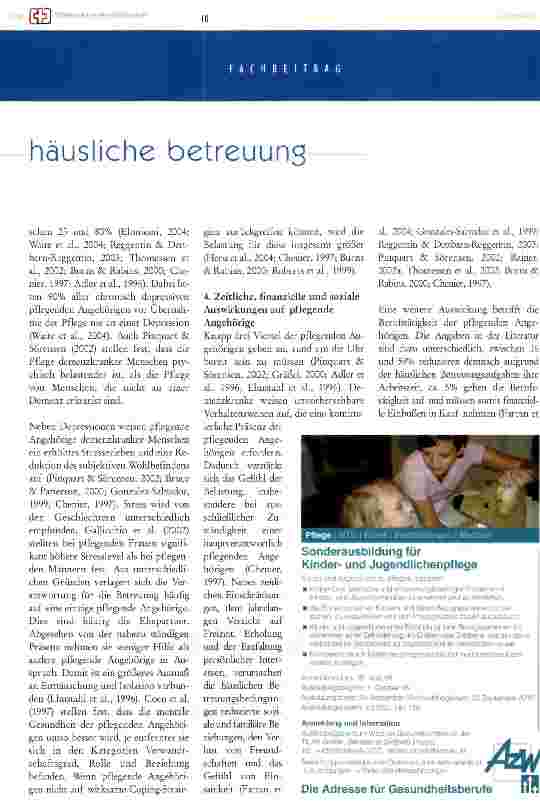 Vorschauseite 3: die häusliche betreuung demenzkranker menschen und ihre auswirkungen auf pflegende ansehörige - eine literaturübersicht