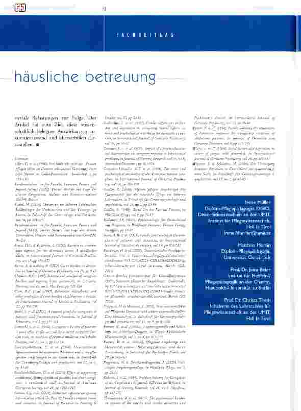 Vorschauseite 5: die häusliche betreuung demenzkranker menschen und ihre auswirkungen auf pflegende ansehörige - eine literaturübersicht