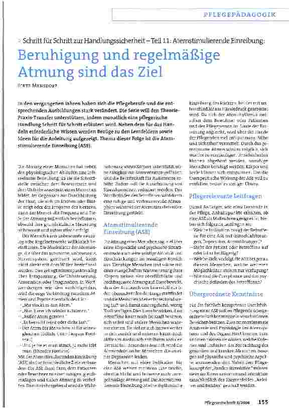Vorschauseite 1: Beruhigung und regelmäßige Atmung sind das Ziel