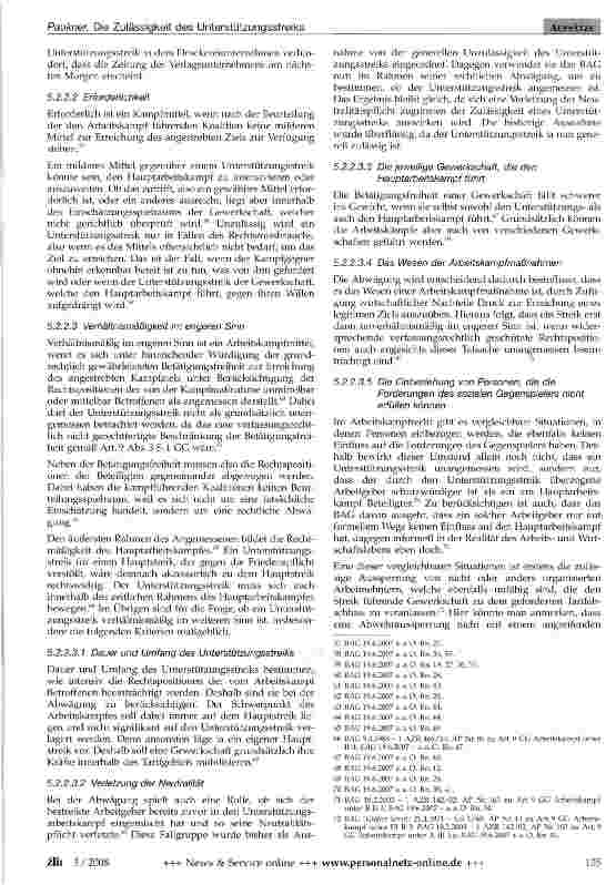 Vorschauseite 6: Die Zulässigkeit des Unterstützungsstreiks - Zum Urteil des Bundesarbeitsgerichts vom 19. Juni 2007