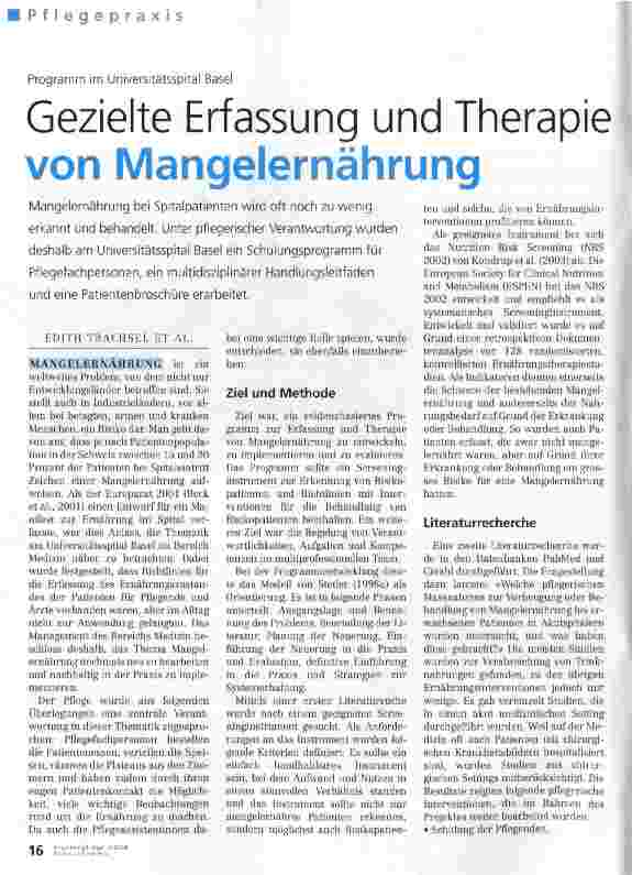 Vorschauseite 1: Gezielte Erfassung und Therapie von Mangelernährung