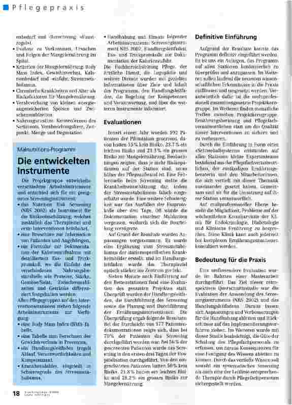 Vorschauseite 3: Gezielte Erfassung und Therapie von Mangelernährung