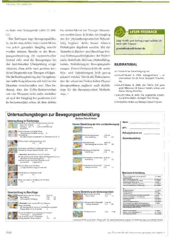 Vorschauseite 5: Physiotherapeutischer Untersuchungsbogen zur Bewegungsentwicklung im ersten Lebensjahr