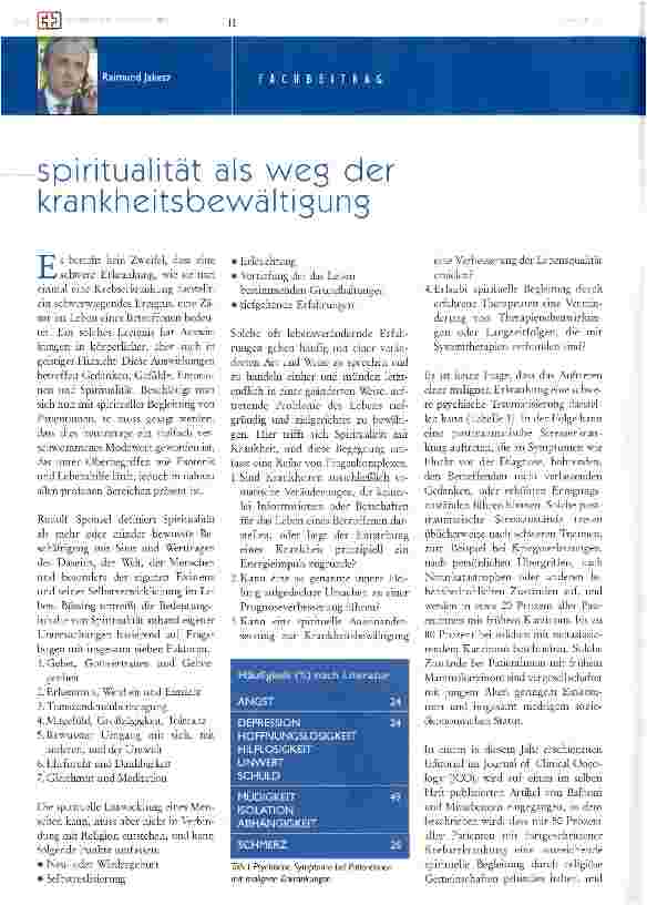 Vorschauseite 1: Spiritualität als weg der krankheitsbewältigung