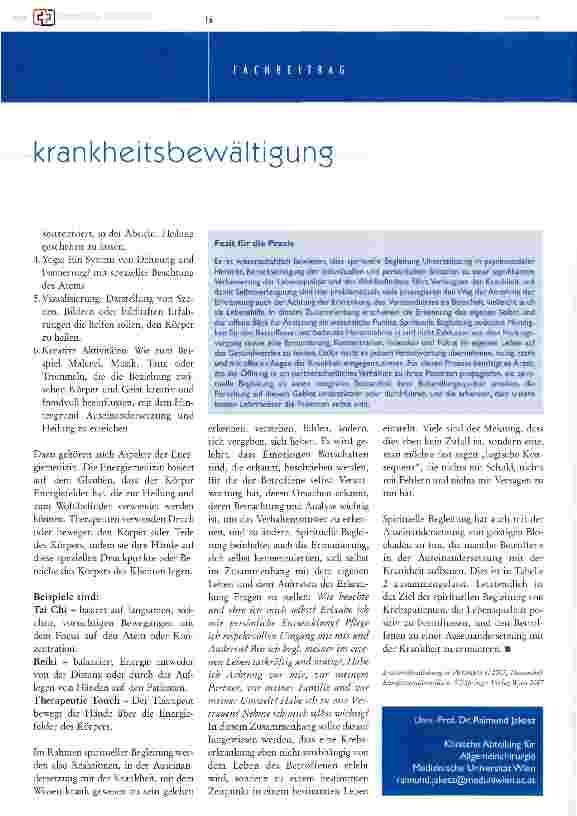 Vorschauseite 5: Spiritualität als weg der krankheitsbewältigung