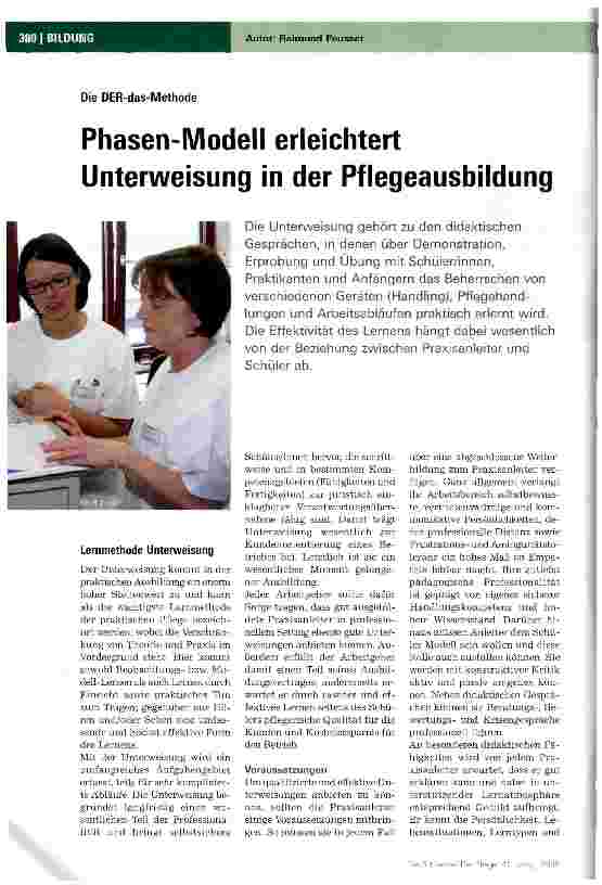Vorschauseite 1: Phasen-Modell erleichtert Unterweisung in der Pflegeausbildung