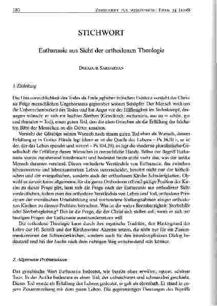 Vorschauseite 1: Euthanasie aus Sicht der orthodoxen Theologie
