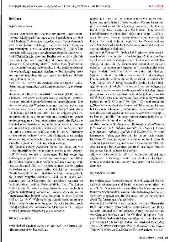 Vorschauseite 2: Neuropsychologisches Untersuchungsverfahren zur Erfassung der Rechts-Links-Orientierung