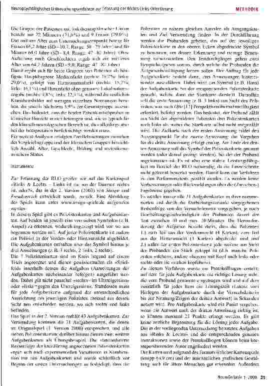 Vorschauseite 4: Neuropsychologisches Untersuchungsverfahren zur Erfassung der Rechts-Links-Orientierung