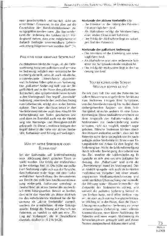 Vorschauseite 3: TERMINALE-PALLIATIVE SEDIERUNG: Wozu DIE UNTERSCHEIDUNG?