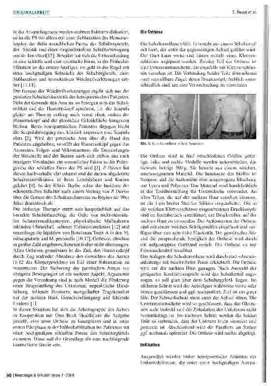 Vorschauseite 2: Vorstellung einer neuen Schulterorthese zur Behandung der schmerzhaften Schulter von hochparetischen Patienten in der Frührehabilitation