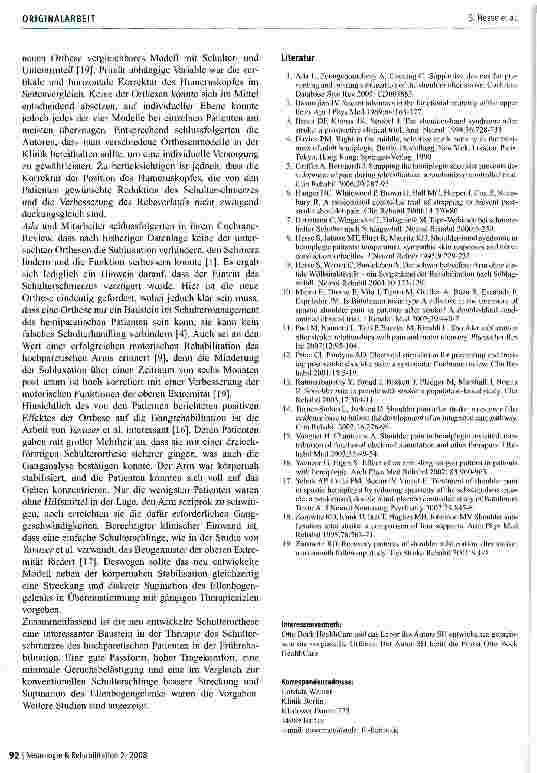 Vorschauseite 4: Vorstellung einer neuen Schulterorthese zur Behandung der schmerzhaften Schulter von hochparetischen Patienten in der Frührehabilitation