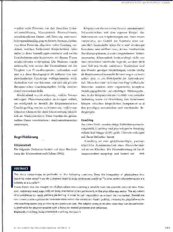 Vorschauseite 2: Körperorientiertes Coaching - ein Betätigungsfeld für Physiotherapeuten?