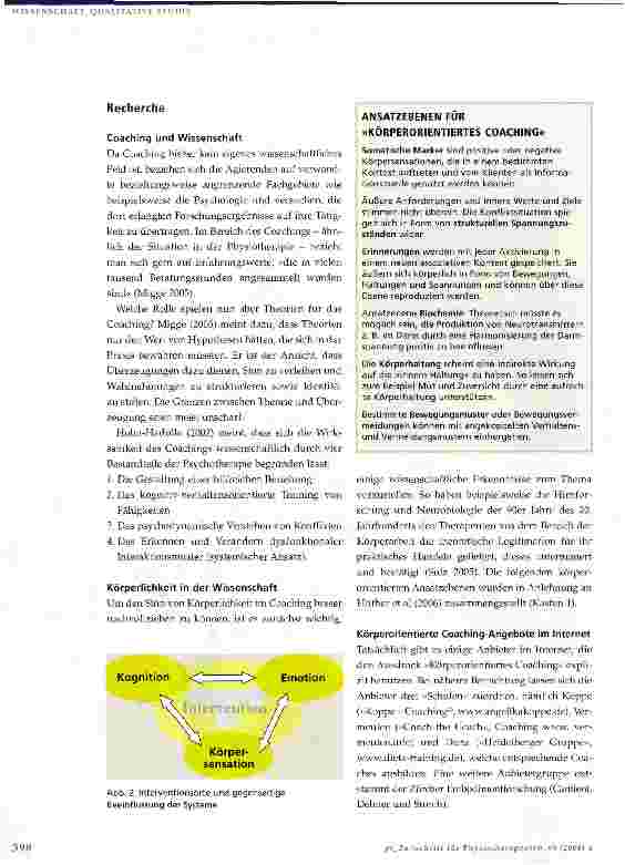 Vorschauseite 4: Körperorientiertes Coaching - ein Betätigungsfeld für Physiotherapeuten?