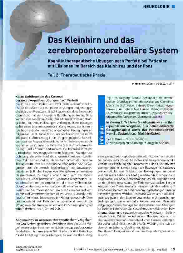 Vorschauseite 1: Das Kleinhirn und das zerebropontozerebelläre System